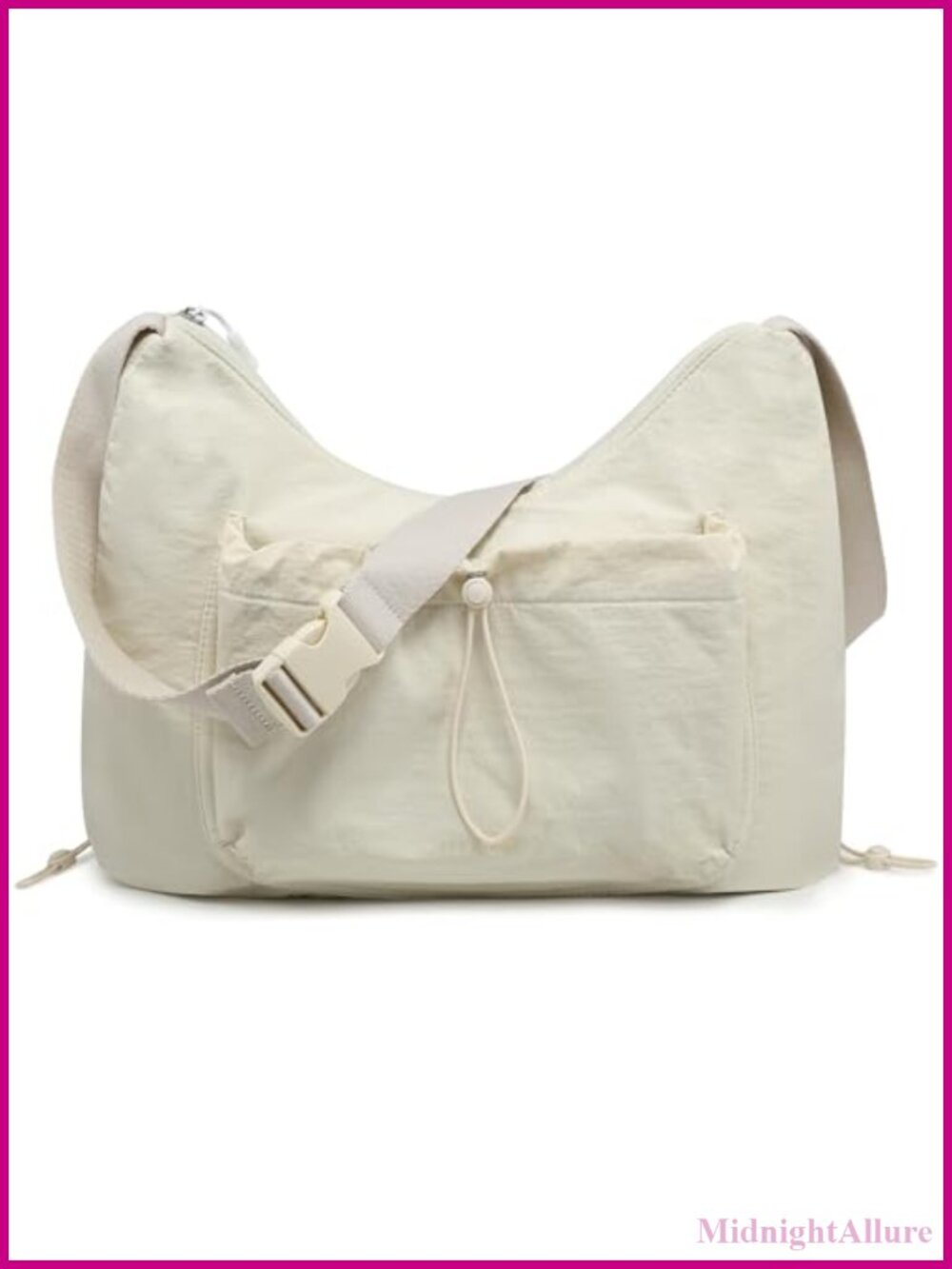 Large Nylon Hobo Crossbody Bag with Adjustable Strap and 6 Compartments